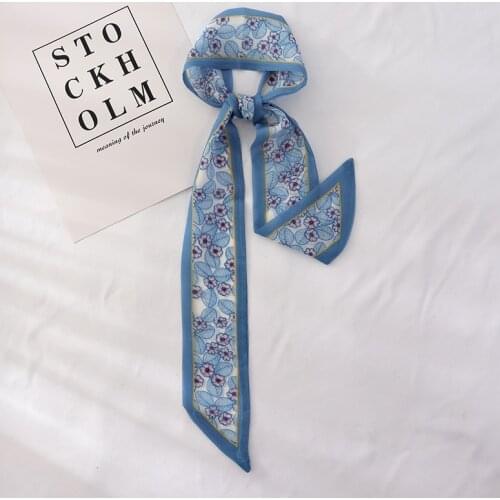 100cm*7cm New contracted aesthetic temperament wrist ribbon flower fairy long hair silk scarves female skinny scarf women 01