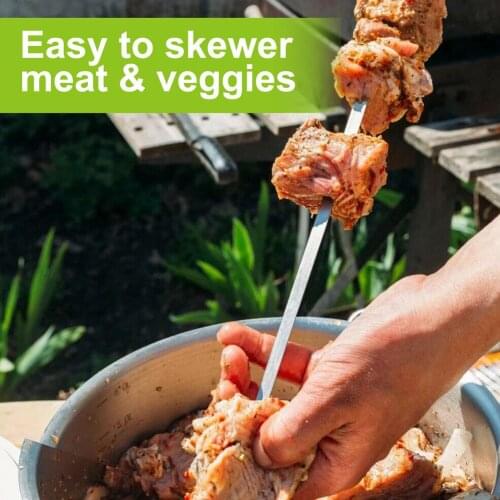Skewers for Barbecue Reusable Grill Stainless Steel Skewers Kebab BBQ Camping Flat Forks Gadgets Kitchen Accesseries Tools #DP