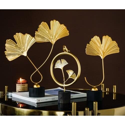 Nordic Modern Creative Metal Ornaments Ginkgo Banana Leaf Crafts Leaves Statue Miniature Ornaments For Home Decor Accessories