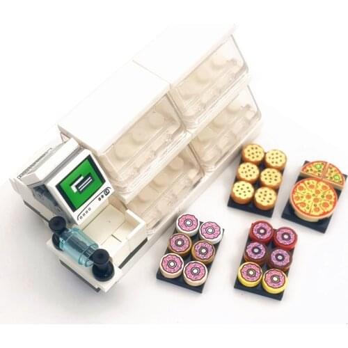 MOC Food Cake Shop Building Blocks Compatible Friends Bricks Dessert Store Juguetes Bloques Montessori Blocks Toys for Boy Girl