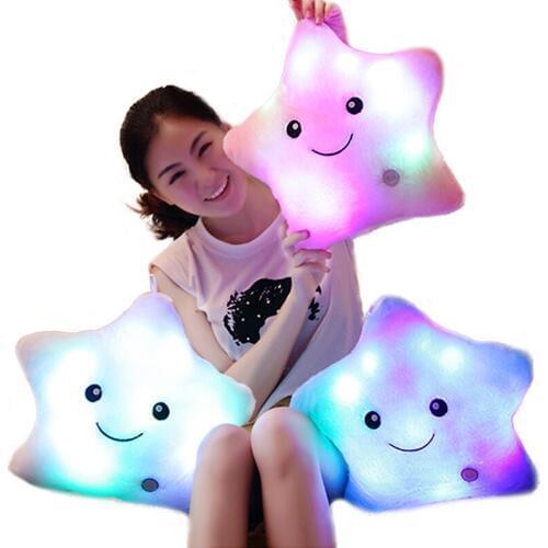LED 5 Colors Plush Led Light Stars Pillow Toys Luminous Glowing Gleamy Stuffed Star Toy Colorful Cushions for Kids Birthday Gift