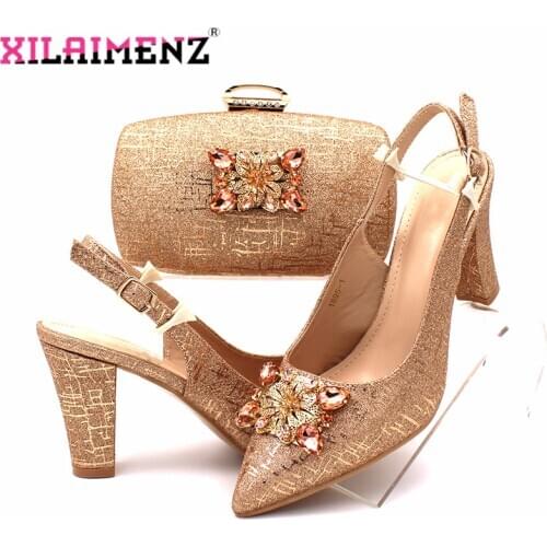 2020 African Shoes with Matching Bags for Party In Women Italian Party Pumps with Purse Wedding High Heels Pointed Toe Sandals