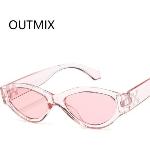 Vintage Small Frame Women Sunglasses Ladies Trend Luxury Brand Fashion Oval Sun Glasses Mens Pink Transparent Eyewear UV400