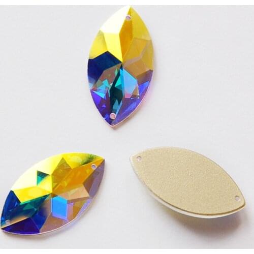 YANRUO 2103TH Navette Mirror Small Pack Crystal AB Sew On Horse Eyes Rhinestone Glass DIY Sewing Crystals For Wedding Dreess