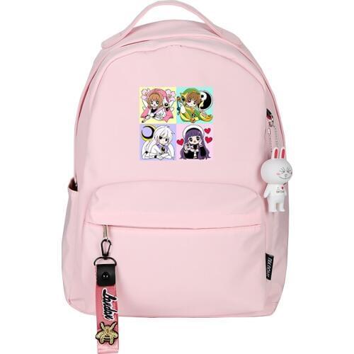 Anime Card Captor SAKURA Kawaii Women Backpack SAKURA Cute Backpack Nylon School Bags for Teenage Girls Cartoon Travel Backpack