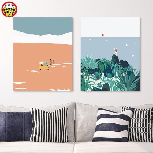 Painting by numbers art paint by number DIY landscape figures modern minimalist small fresh illustration decorative painting ow