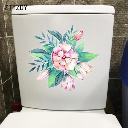 ZTTZDY 21.9*20.4CM Hand Drawn Flowers Decoration Home Wall Decal WC Toilet Seat Sticker T2-0068