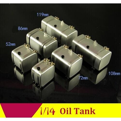 1/14 Tamiya Tractor Aluminum Alloy Oil Tank 36x52x52mm Fuel Tank W Oil Nozzle for 1:14 RC Trucks