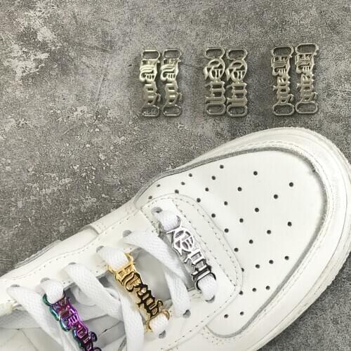 1Pair DIY Letter Shoelaces Buckle Decorations Sneaker Kits Metal Lace Buckle Stylish Sports Metal Kits Shoelaces Accessories