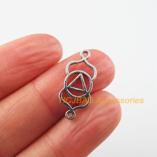 45 New Triangle Flower Charms Tibetan Silver Color Yoga Connectors 9.5x21.5mm