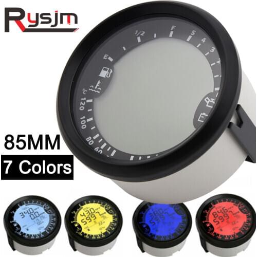 6 in 1 Multi-Function 85mm GPS Speedometer Tachometer Gauge Water Temp Fuel Level Oil Pressure Meter Voltmeter 8-16V motorcycle