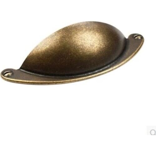 64mm bronze drawer pull knob antique brass kitchen cabinet dresser door pull handle 2.5' rustico retro shell cup furniture pull