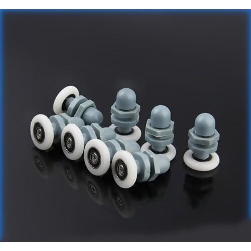 8pcs/lot 23/25/27mm Single Straight ABS Plastic Pulley Runner Wheel Shower Cabin Sliding Glass Door Rollers For Shower Room