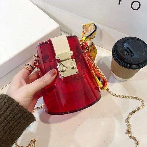 Acrylic Transparent Shoulder Chain Bag Small Crossbody Bag for Women Fashion Party Clutch Bag Purses and Handbags Bucket Bag