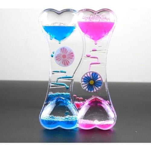 Acrylic Double stress reliever Toys Heart Liquid Motion Drip Oil Hourglass Timer Clock Kids Toy Gift Home Decoration Crafts
