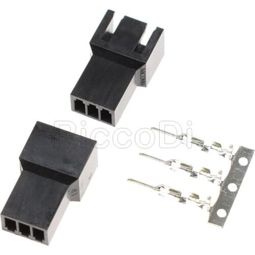 Black Molex 2540 3 Pin 3Pin Fan Male PWM Power shell connector housing +Male Terminal crimp pins