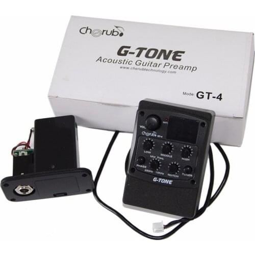 Cherub GT-4 3-Band EQ Equalizer with Chromatic Tuner Mid Frequency Control Piezo Ceramic Pickup pastillas guitarra