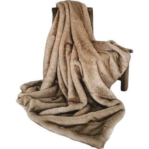 Double Layers Faux Fur Blanket European Fluffy Shaggy Sofa Blanket Bed Bed Bedspread White Warm Bedding Sheet Cozy Throw Blanket