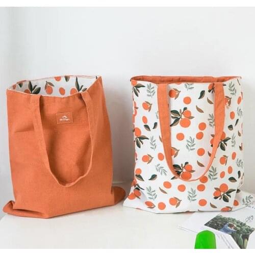 New Millet wheat fabric double-sided dual-use Hand bag cotton and linen pocket handbag shopping bag storage bag grocery bag