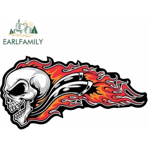 EARLFAMILY 13cm x 6.6cm For Soccer Skull Graffiti Car Sticker Windows Decal 3D Funny Car Assessoires Suitable for VAN RV Decor