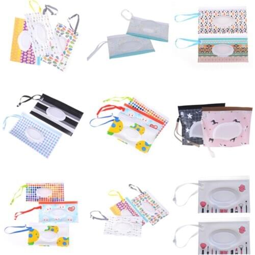 Clutch and Clean Wipes Carrying Case Eco-friendly Wet Wipes Bag Clamshell Cosmetic Pouch Easy-carry Snap-strap Wipes Container