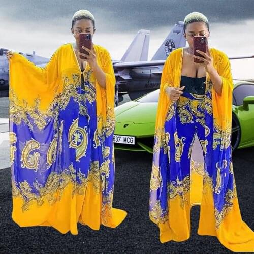 2 Piece Set African Dresses For Women Autumn Muslim Long Maxi Dress + Pants High Quality Fashion Lady Vestidos