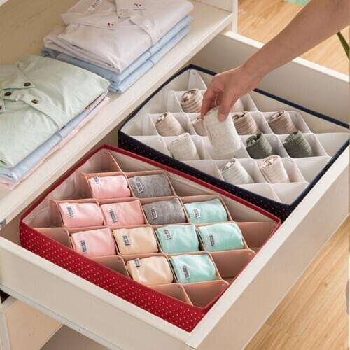 Underwear Storage Box Portable Large Capacity Storage Basket Organizer Box for Underwear Socks Blue/Red 38*27*8cm