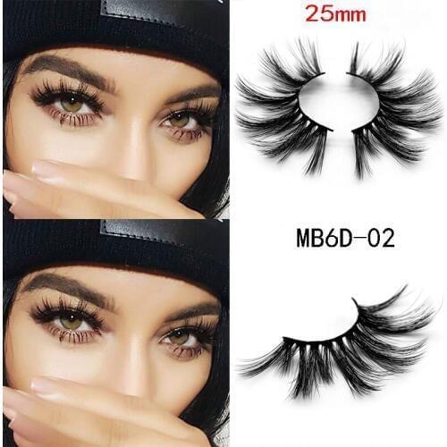 MB 3D Mink 25mm lashes 100% Volume Natural long Hair 6D 25 mm False Eye lashes Extension Fake Lash Makeup Mink Eyelashes Pack