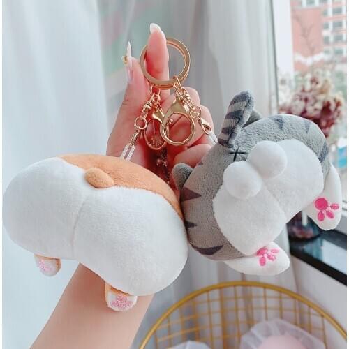 Cute Stuffed Corgi Keychains Cute Dog Chains for Womens Girl Bag Hang Car Key Ring Jewelry Accessories