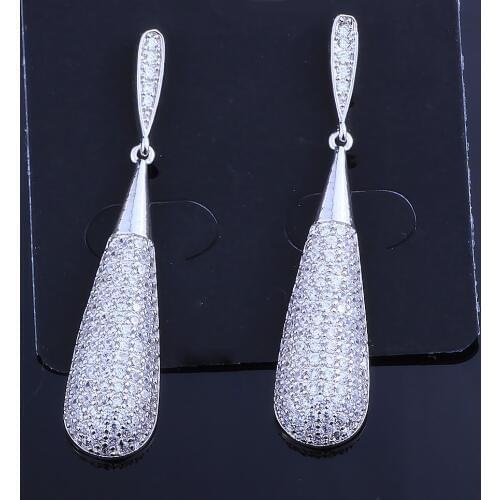 FARLENA Jewelry Fashion Teardrop Earrings Inlay with Micro-zirconia Elegant CZ Crystal Stud Earrings for Women Wedding Party