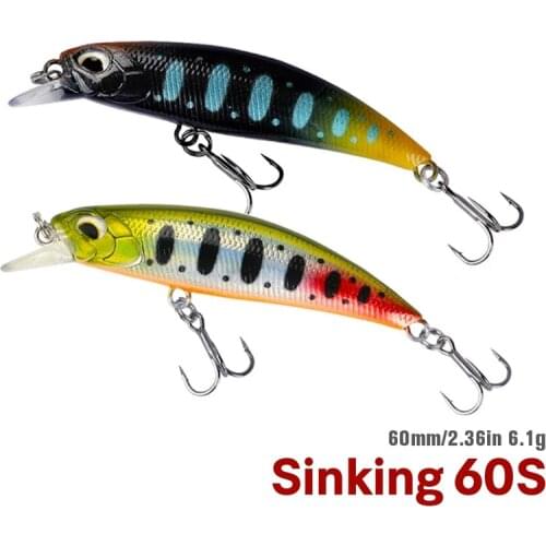 TSURINOYA New Fishing Lures Sinking Minnow 60S DW67 60mm 6.1g Bass Pike Mini Minnow Crank Wobbler Model Crank Hard Baits model