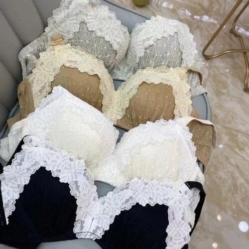 New Vintage Palace Style Embroidery Lace Underwear Set Push Up Comfortable Underwire Sexy Small Chest Adjustable Bra Panty