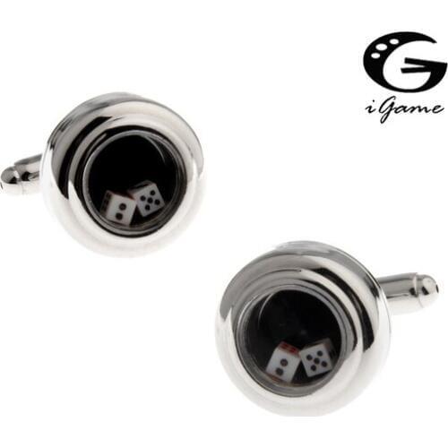 IGame Dice Cufflinks Unique Functional Design Shakable Craps Gambling Design Free Shipping