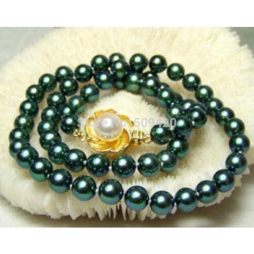Free Shipping Natural AAA 8-9mm Tahitian black PEARL NECKLACE 18inch