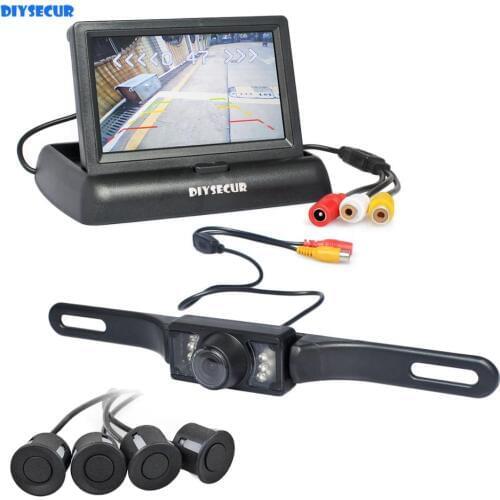 DIYSECUR Video Parking Radar 4.3" Foldable Rear View Car Monitor Kit + IR Night Vision Car Camera Parking Assistance