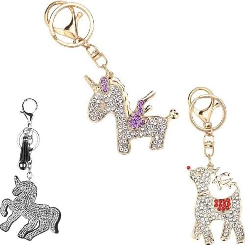 DIY Full Drill Special Shaped Diamond Painting Keychains Women Bag Horse Pendant Jewelry Key Ring Embroidery Cross Stitch