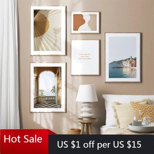 Seascape Posters Simple Letter Poster Wall Art Nordic Canvas Painting Wall Pictures for Living Home Room Decor Wall Decor