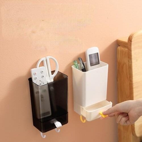 Punch free bedside mobile phone remote control debris sorting box wall mounted with hook containers