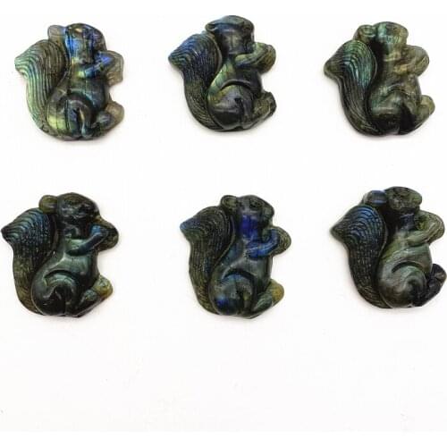 Drop Shipping 1PC Natural Labradorite Squirrel Hand Carved Polished Reiki Healing Crystal Animal Natural Stones and Crystals