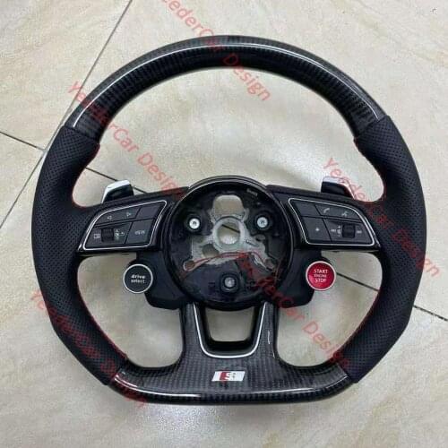 Carbon Fiber Steering Wheel Perforated Leather for Audi RS3 RS4 RS5 S5 S3 S4 S55 2016-2021 with R8 Buttons