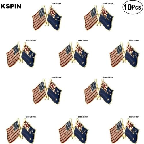 U.S.A.& New Zealand Lapel Pin Flag badge Brooch Pins Badges 10Pcs a Lot