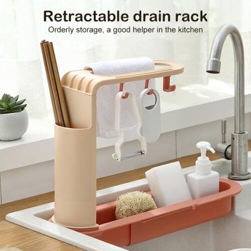 Telescopic Sink Rack Holder Expandable Storage Drain Basket Sponge Soap Holder Drainer Sink Tray for Home Kitchen YE-Hot