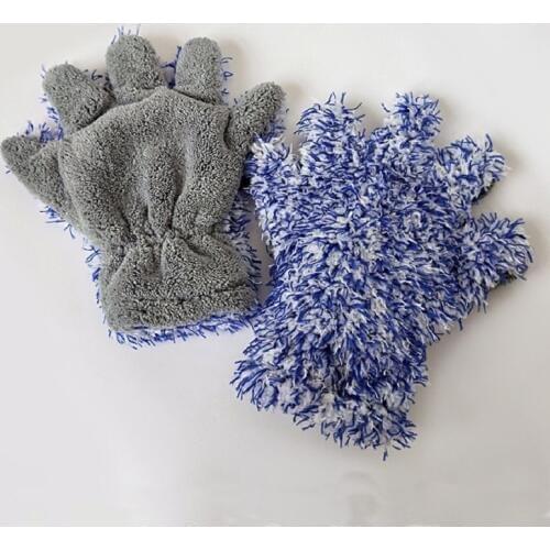 Ultimate super thick microfibre wash mitt white car detailing cleaning gloves