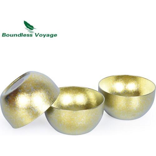 Boundless Voyage Titanium Double-wall Golden Cup Outdoor Camping Wine Tea coffee Mug Drinkware 45ml