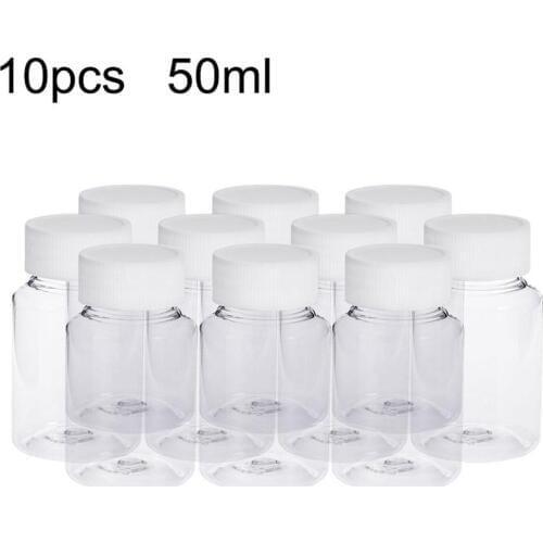 10Pcs 50ml Clear Thicker version Bottles Medicine Tablet Dispenser Leakproof Storage Container