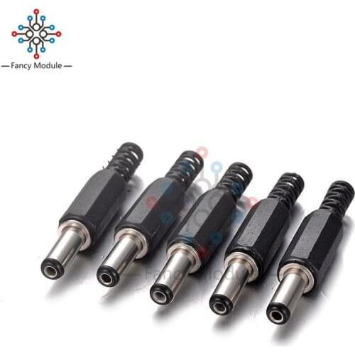 10PCS Black Plastic Cover 2.1x5.5mm Male DC Power Plug Jack Connector