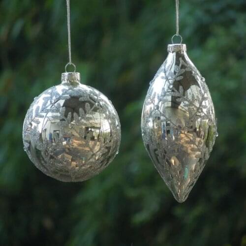 48pcs/pack Diameter=8cm Silver Series Christmas Decoration Glass Globe Lamp Blown Handmade Hanger Tree Pendant Ornament