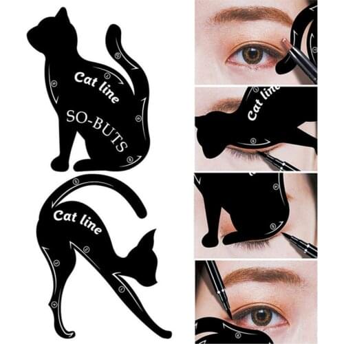 USPS Beauty Eyebrow Mold Stencils 2Pcs Women Cat Line Pro Eye Makeup Tool Eyeliner Stencils Template Shaper Model for Women Girl
