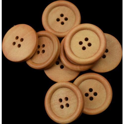 20PCS 25mm 4-Holes Round Shape Wooden Buttons DIY Clothes Flatback Sewing Accessories