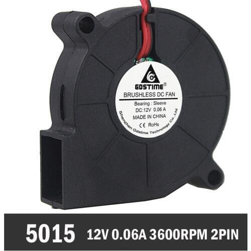 250PCS Gdstime 12V 50MM X 15MM Turbo Blower Fan 5015 50MM Blower Cooling Cooler Fan for 3D Printer Parts